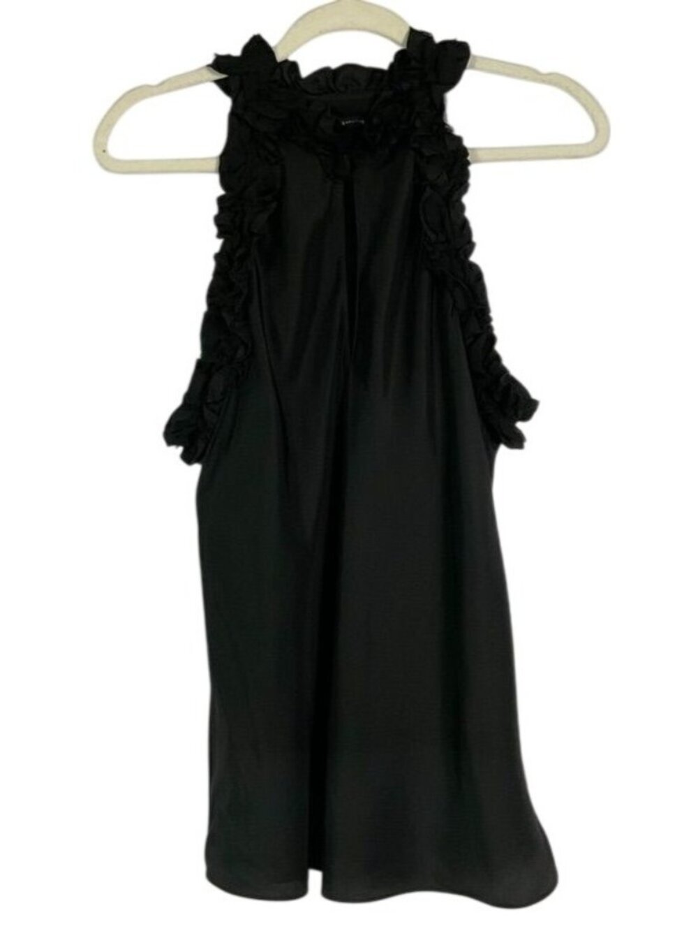Banana Republic Silk Halter Top with Elegant Ruffled Neckline, Keyhole Front